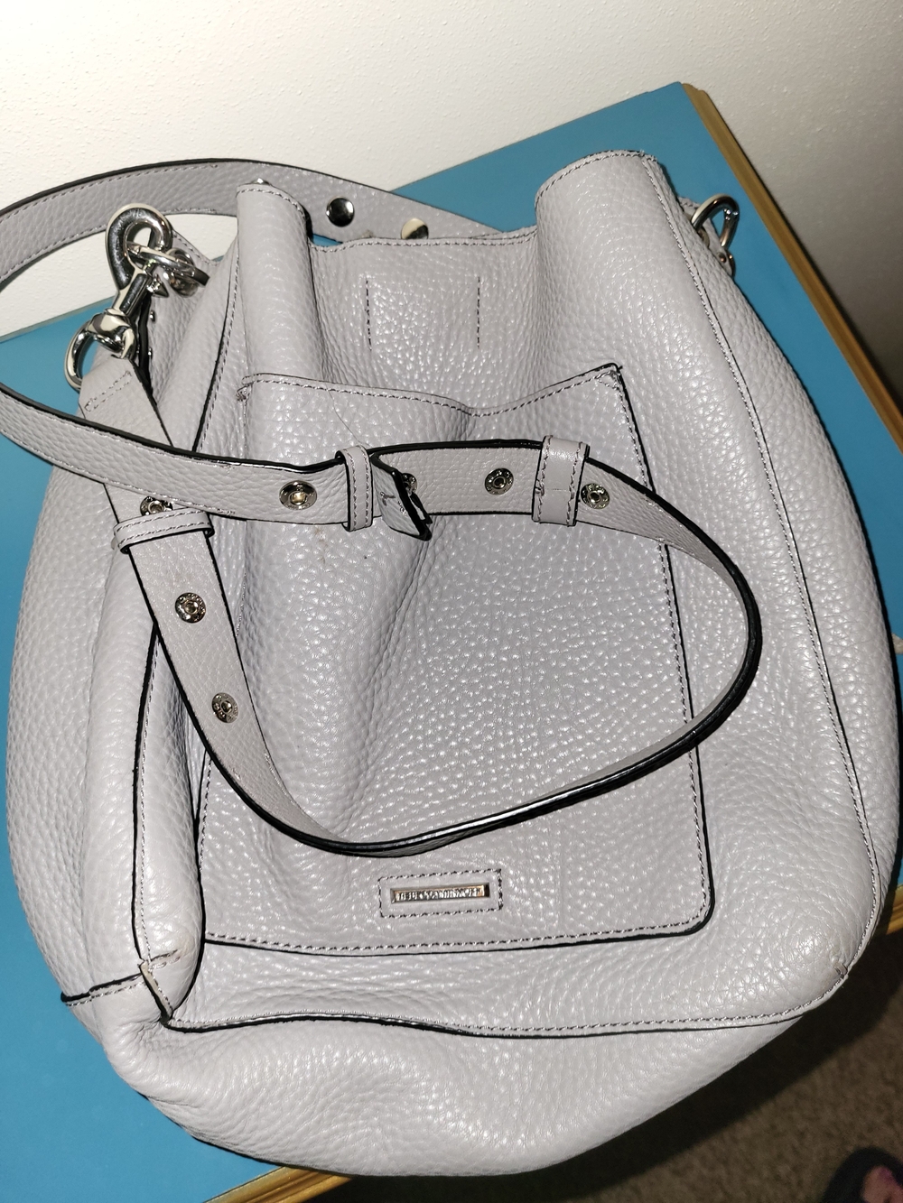 Rebecca Minkoff Light Gray Pebbled Leather Shoulder Hobo